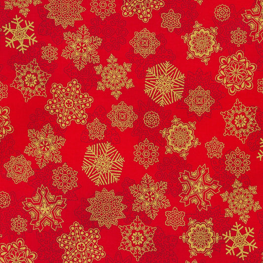 RK Holiday Flourish Snowflakes Crimson with Metallic SRKM-21603-91